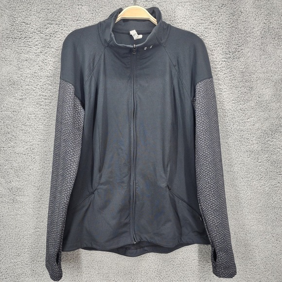Under Armour Women's XL ‎ Black Full Zip Jacket AllSeasonGear Thumb Holes Fitted - Picture 1 of 11